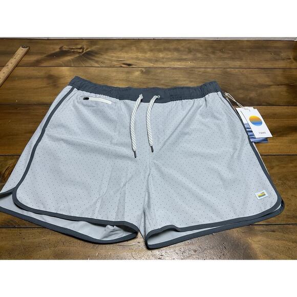Vuori Men’s Performance Banks 5" Linerless Athletic Gray Micro Dot Shorts XL - Picture 1 of 12